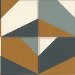n41933252r Stylish leather stitched panel effect in cognac, blue-grey, stone grey and off-white. Paste the wall vinyl.