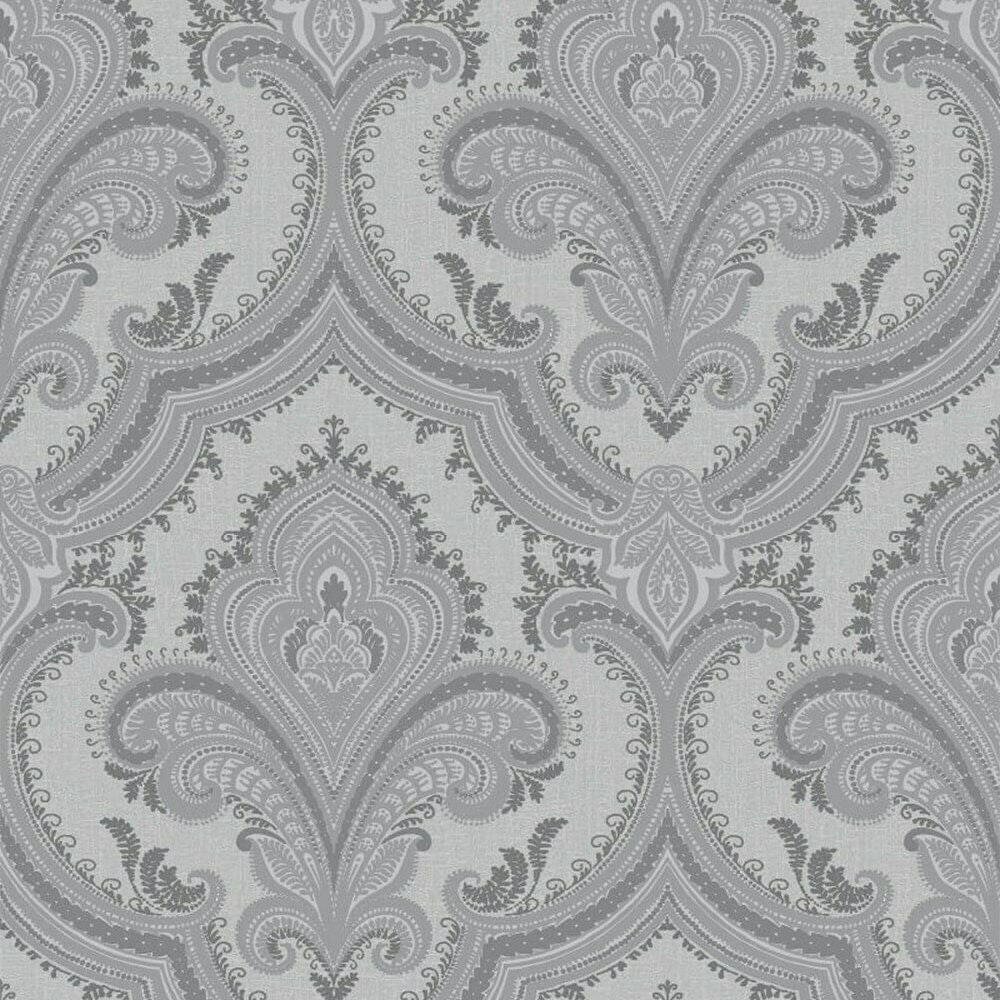 n52000316di Beautiful classic damask pattern with a modern twist in gorgeous grey and silver tones. Heavy weight paste the wall vinyl.