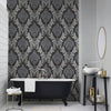 n54100663r Beautiful floral damask in gunmetal black and silver with beautiful glitter detail. Paste the wall.