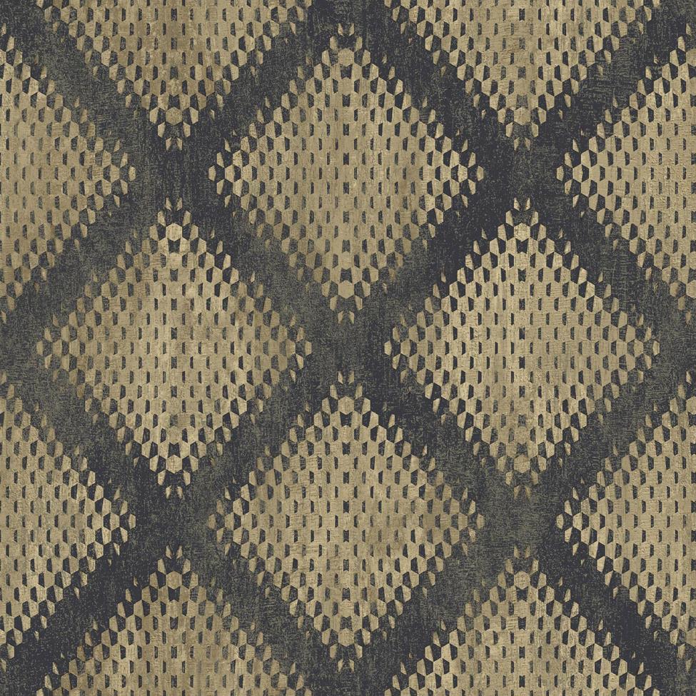 n6006602m Funky and modern metallic geometric in black and gold. Paste the wall.