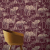 n61099701a Trendy elephant wallpaper in aubergine. Perfect for a unique feature wall. Paste the wall product.