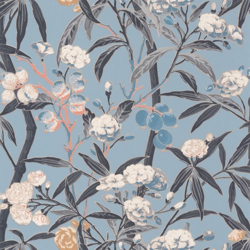 n84336226cd Beautiful floral motif in soft blue tones. Designer paste the wall vinyl. ***PLEASE NOTE: This wallpaper is a special order product and therefore delivery will take approx. 10 working days.