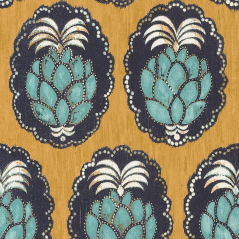 n84352323cd Gorgeous teal pineapple motif on a trendy ochre background. Designer paste the wall vinyl. ***PLEASE NOTE: This wallpaper is a special order product and therefore delivery will take approx. 10 working days.