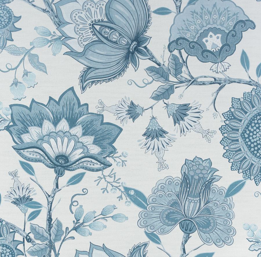 n92177604a Beautiful and bold vintage floral motif in soft neutral grey and dusky powder blue. Paste the wall wallpaper. Easy to hang!