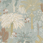 na5485502g Stylish tropical design featuring different foliage in metallic bronze and golds on a sage green background. Paste the wall vinyl. Easy to hang!
