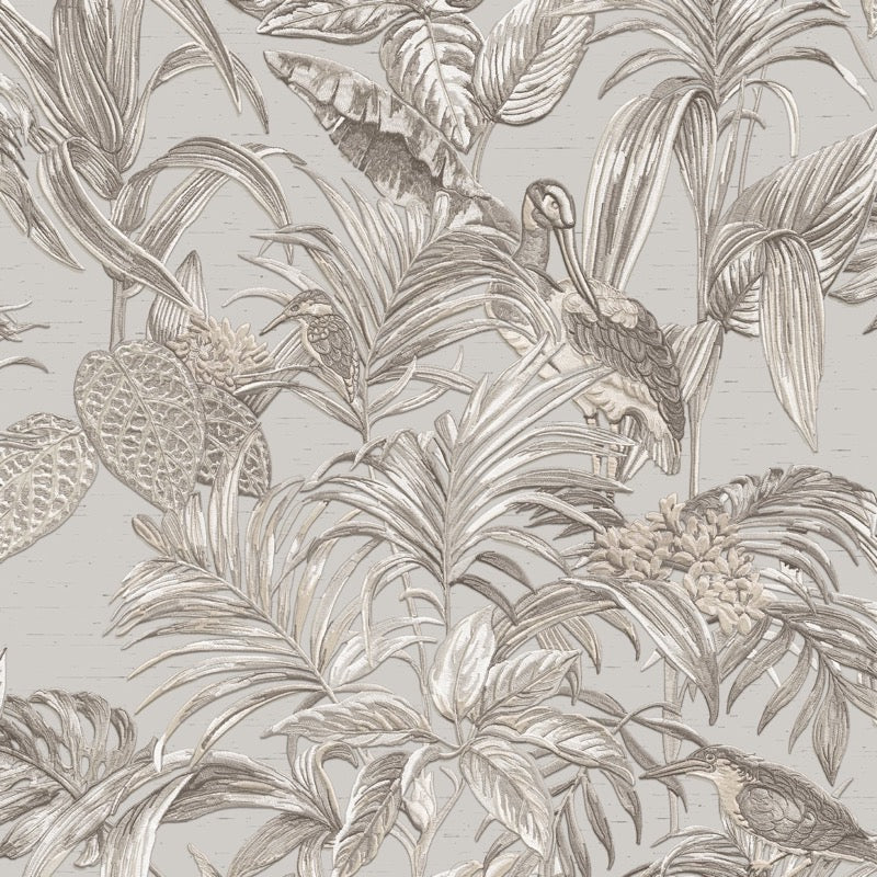 nde12000011d Beautiful tropical bird and leaf pattern on luxurious paste the wall vinyl.