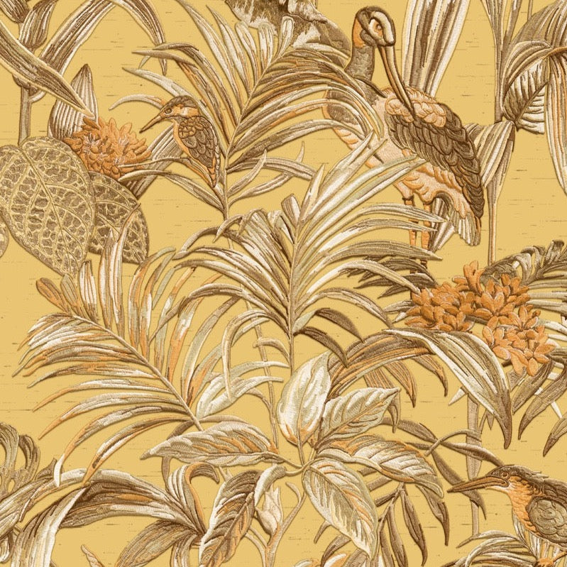 nv12066018di Beautiful tropical bird and leaf pattern on luxurious paste the wall vinyl.