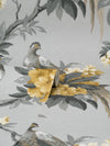 nm160062c Beautifully elegant large scale grey/yellow floral bird design. This fabulous design is taken from the archive collection, with designs dating from the past 100 years, reinvented to reflect contemporary tastes. Stunning paste the wall designer wallpaper.