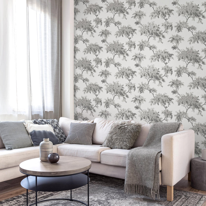nm160071c Fabulous tree trail in grey and silver. This fabulous design is taken from the archive collection, with designs dating from the past 100 years, reinvented to reflect contemporary tastes. Stunning paste the wall designer wallpaper.