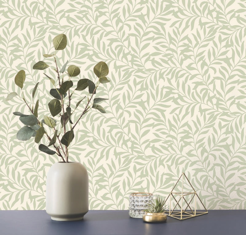 nm165567c Beautiful delicate leaf in soft green. This fabulous design is taken from the archive collection, with designs dating from the past 100 years, reinvented to reflect contemporary tastes. Stunning paste the wall designer wallpaper.