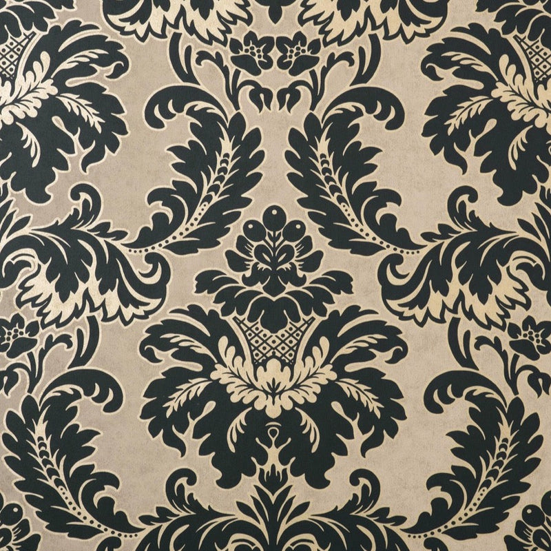 nm172203c Beautiful classical damask motif in beige and black. This fabulous design is taken from the archive collection, with designs dating from the past 100 years, reinvented to reflect contemporary tastes. Stunning paste the wall designer wallpaper.