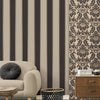 nm172207c Beautiful beige and black wide stripe. This fabulous design is taken from the archive collection, with designs dating from the past 100 years, reinvented to reflect contemporary tastes. Stunning paste the wall designer wallpaper.
