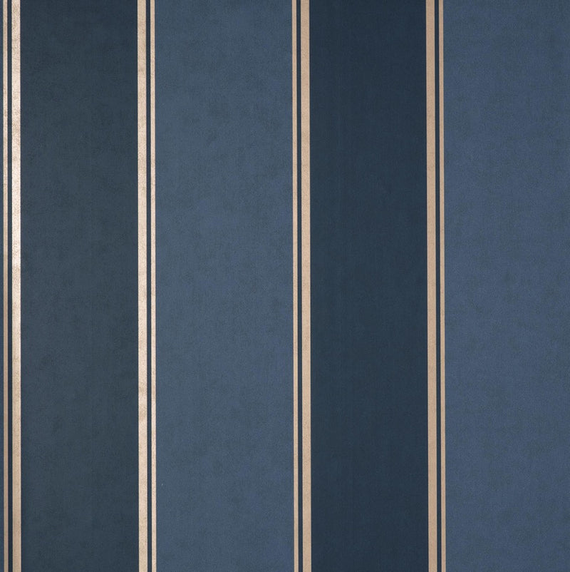 nm177708c Beautiful navy blue and gold wide stripe. This fabulous design is taken from the archive collection, with designs dating from the past 100 years, reinvented to reflect contemporary tastes. Stunning paste the wall designer wallpaper.