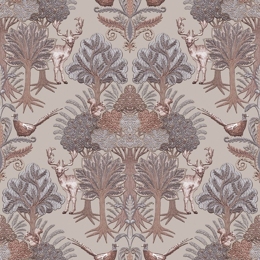 ntp42233302d Gorgeous and elegant nordic inspired forest scene. Beautiful embroidered effect vinyl. Easy to hang Gorgeous and elegant nordic inspired forest scene in taupe. Beautiful embroidered effect vinyl. Easy to hang and paste the wall.and paste the wall.