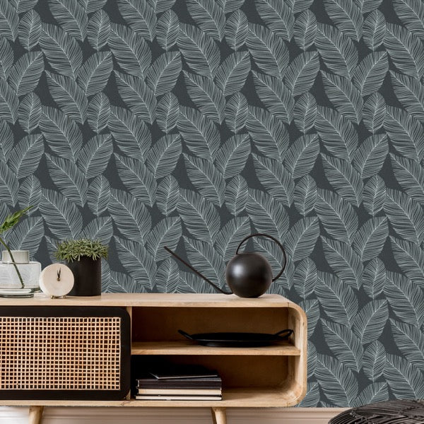 nv101200510e Beautiful palm leaves on a gorgeous anthracite grey background. Paste the wall vinyl.