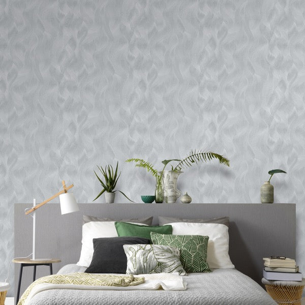 nv101500110e Beautiful delicate wave pattern in silver. Paste the wall vinyl.
