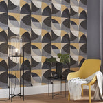 nv101566015e Fabulous and funky abstract geometric in trendy tones of grey and yellow. Paste the wall vinyl.