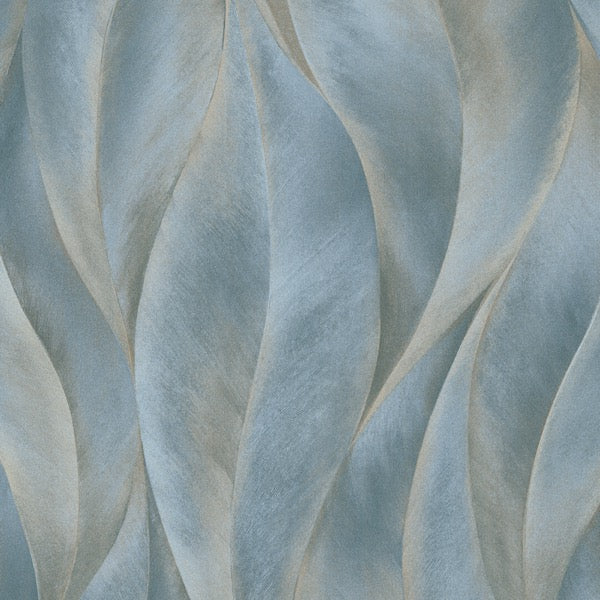nv101774844e Beautiful elegant flowing leaf in blue with gold highlights. Paste the wall vinyl.