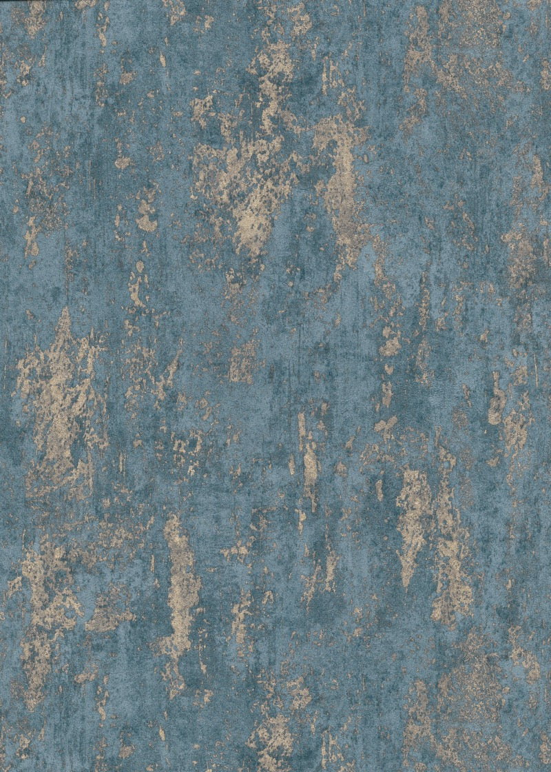 nv102777308e Gorgeous textured modern concrete wall effect in blue with metallic gold on paste the wall vinyl.