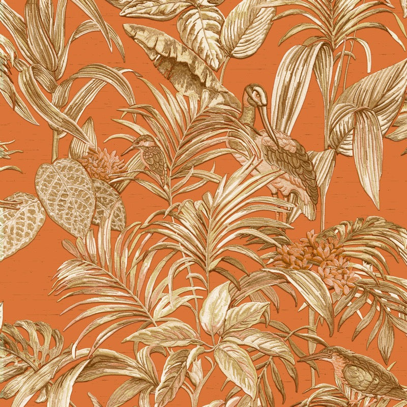 nv12033019di Beautiful tropical bird and leaf pattern on luxurious paste the wall vinyl.