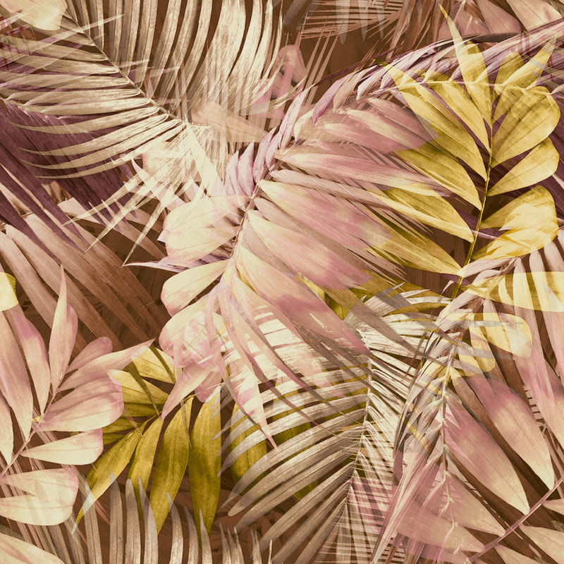 nv17088703g Fabulous blush pink and ochre palm leaf design. Paste the wall vinyl.