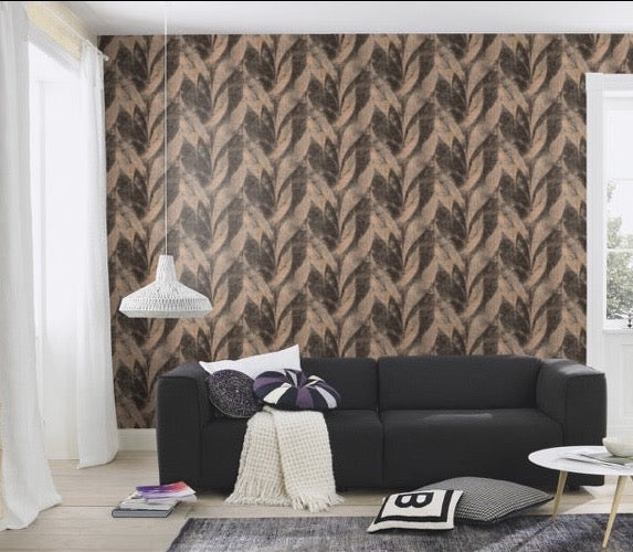 nv52066071r Fabulous intertwining flowing leaf design in gorgeous black and gold tones. Beautiful quality, easy to hang, paste the wall vinyl.