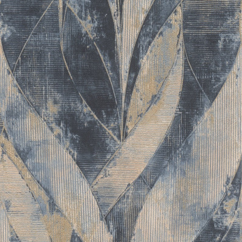 nv52077064r Fabulous intertwining flowing leaf design in gorgeous blue and soft gold tones. Beautiful quality, easy to hang, paste the wall vinyl.