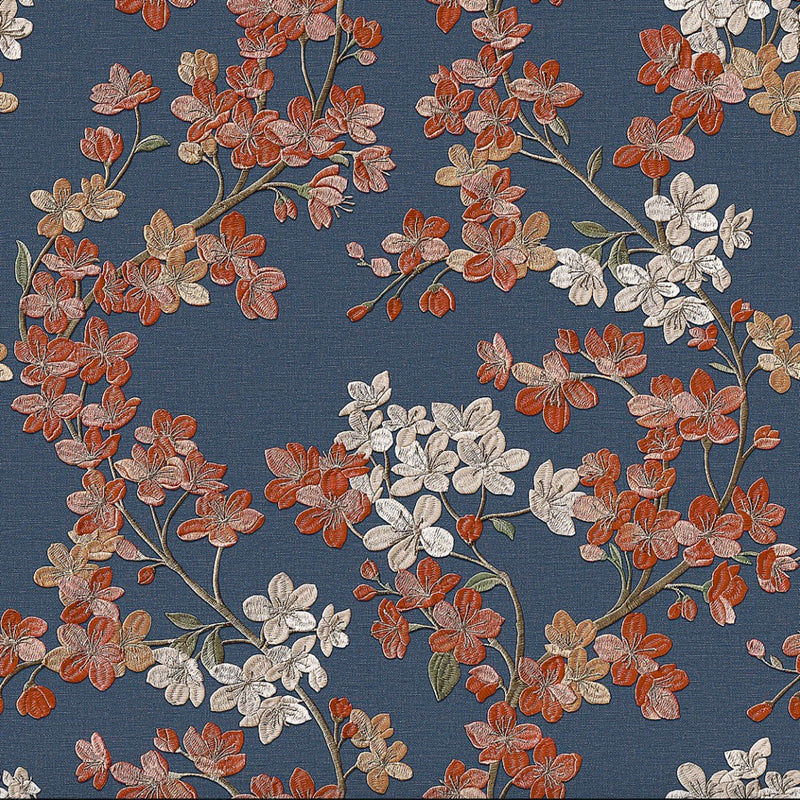nvgr32277206di Beautiful cherry blossom floral trail in gorgeous navy blue and copper tones. Easy to hang and paste the wall. Amazing quality vinyl.
