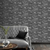 nvh29700600a Luxurious deep textured abstract marble effect in charcoal and silver. Heavy weight, paste the wall vinyl.