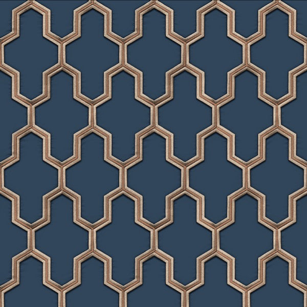 nvwf12177027di Fabulous geometric trellis in navy and gold. Paste the wall vinyl.