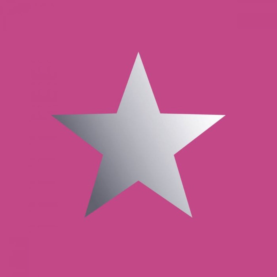 w24888180m Gorgeous metallic silver star set on a hot pink smooth metallic background.