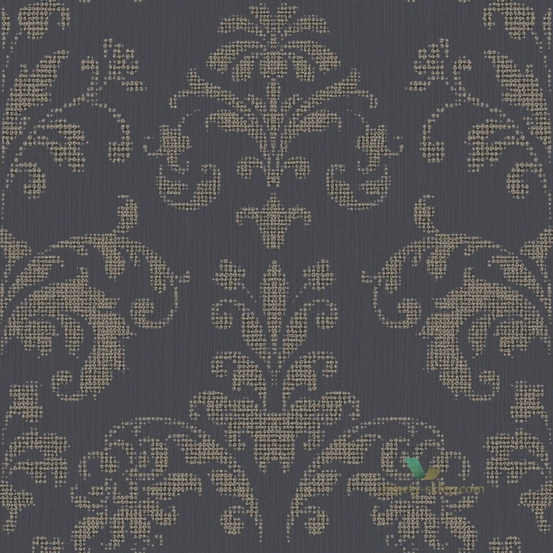 sign81999504 Gorgeous black and soft gold damask on paste the wall vinyl.