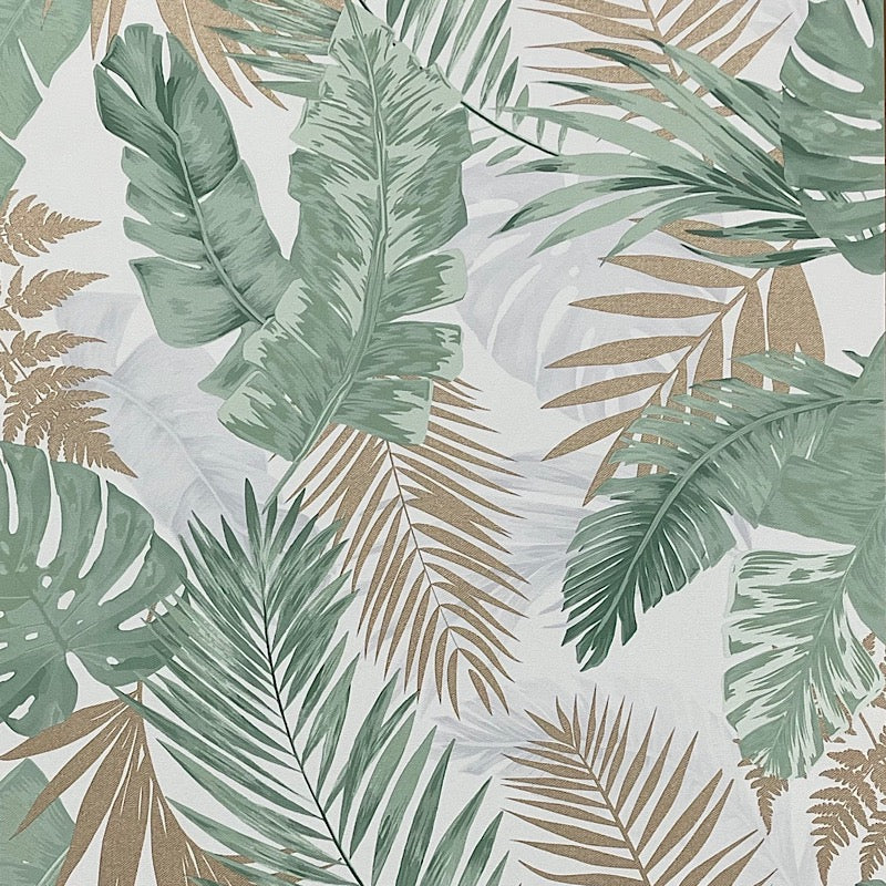 v29755204a Fabulous tropical leaves in soft greens and golds.