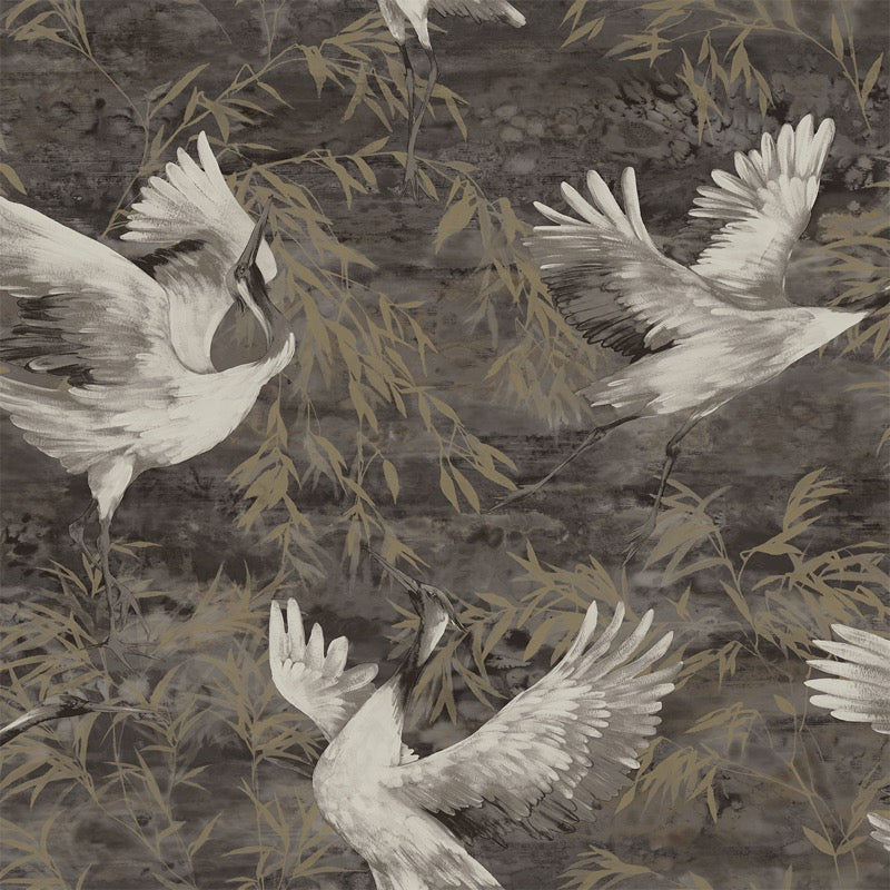 v3600104h Beautiful sarus crane bird design in beautiful charcoal grey tones. Paste the wall vinyl.