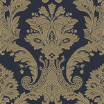 vgb737792b Beautiful deep engraved damask in navy and gold. Supreme quality Italian vinyl.