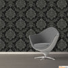 vh29000400a Beautiful ornamental damask pattern in black. Heavy weight and beautiful quality vinyl.
