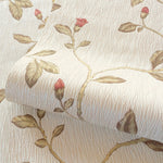 vh3511173h Beautiful deep engraved floral trail in red on a soft cream background. Supreme quality heavy weight vinyl.