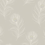 vh3622242h Beautiful peacock floating feather design in taupe. Stunning heavy weight Italian vinyl.
