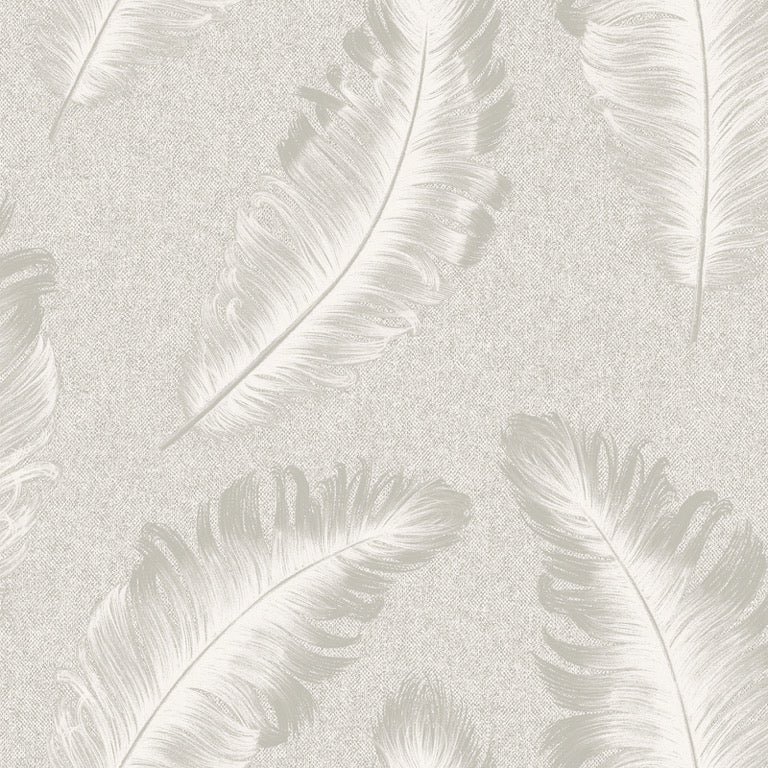 vh440000b Beautiful luxurious hessian texture with a stunning flowing feather motif in soft silver. Heavy weight Italian vinyl. Supreme quality and durable. Ideal for any space including high traffic areas.