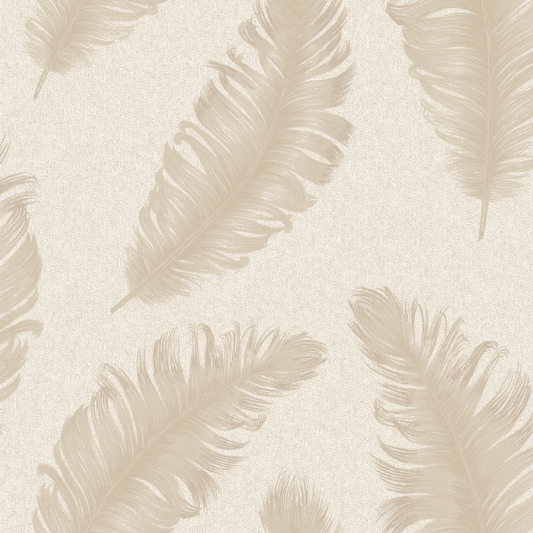 vh443302b Beautiful luxurious hessian texture with a stunning flowing feather motif in soft beige. Heavy weight Italian vinyl. Supreme quality and durable. Ideal for any space including high traffic areas.