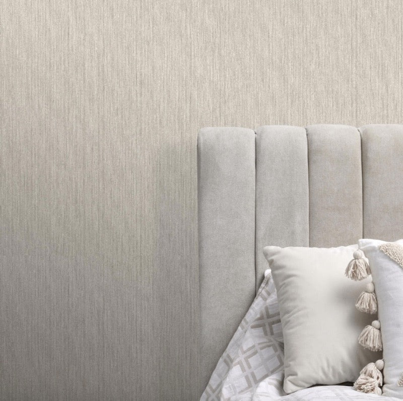 vh52633769r Beautiful textured heavyweight vinyl in taupe. Perfect for any room of your home. Durable and scrubbable. Paste the wall vinyl.