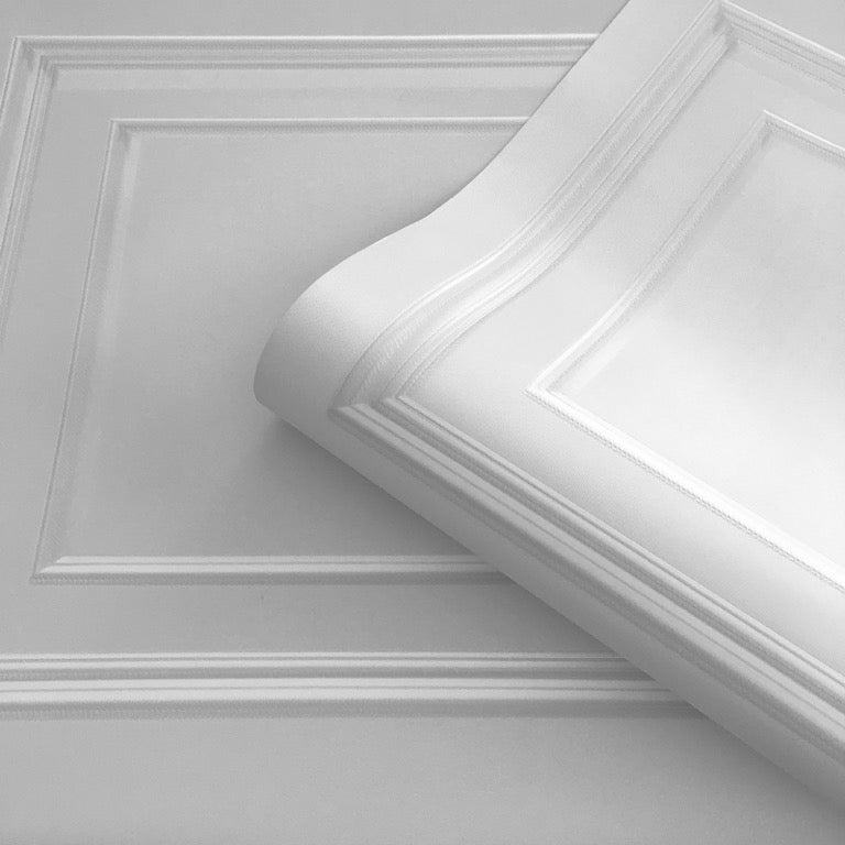 vh730076b Luxurious panel effect vinyl in soft silver. Supreme quality heavy weight Italian vinyl.