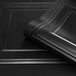 vh730078b Luxurious panel effect vinyl in black. Supreme quality heavy weight Italian vinyl.