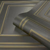 vh730086b Luxurious panel effect vinyl in warm grey and gold. Supreme quality heavy weight Italian vinyl.