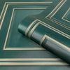vh735595b Luxurious panel effect vinyl in deep green and metallic gold. Supreme quality heavy weight Italian vinyl.