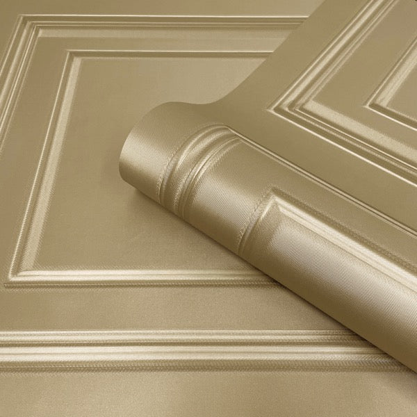 vh736696b Luxurious panel effect vinyl in gorgeous metallic gold. Supreme quality heavy weight Italian vinyl.