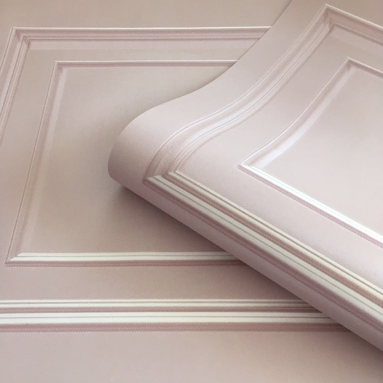 vh738877b Luxurious panel effect vinyl in soft pink. Supreme quality heavy weight Italian vinyl.