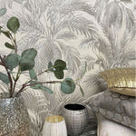 vh90001b Beautiful palm tree design with gorgeous large scale leaves. Heavy weight Italian vinyl.