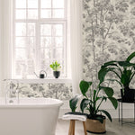 vhgb810017b Gorgeous soft grey tree and branch woodland trail on beautiful textured vinyl. Supreme quality heavy weight vinyl. Fully washable and durable.
