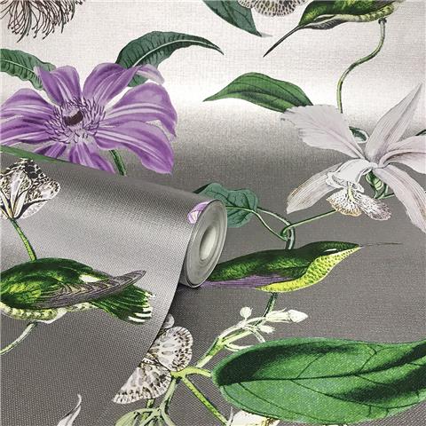 w27677595r Beautiful tropical floral on a gorgeous champagne silver metallized paper.
